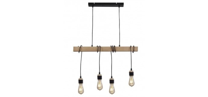 Cdiscount: Suspension DETROIT en bois - Style industriel - 4 têtes - 7 x 70 x H150 cm à 19,99€