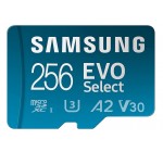 Amazon: Carte microSDXC Samsung Evo Select - 256Go, U3, A2, V30 à 17,99€