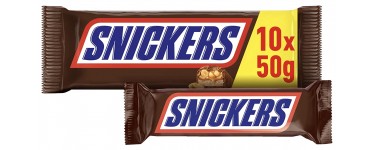 Amazon: Paquet de 10 barres de Snickers 500g à 2,88€