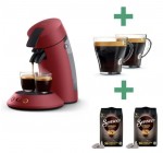 Cdiscount: Machine à café PHILIPS SENSEO Original Plus Rouge + 2 tasses + 2 packs de dosettes à 39,99€