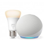 Amazon: Nouvel Echo Dot (5e génération, 2022), Blanc + Ampoule connectée Philips Hue White  à 26,99€