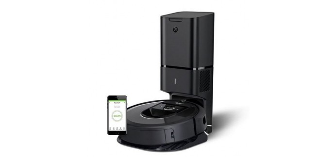 Darty: Aspirateur robot Irobot Roomba i7+ avec sa base autovidage CleanBase - Noir à 549,99€