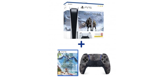 Cdiscount: Pack console PS5 + God of War : Ragnarök (Code) + Horizon F.W. + 2e Manette DualSense à 764,99€