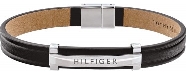 Amazon: Bracelet pour homme Tommy Hilfiger en cuir noir - 2790161 à 34,27€