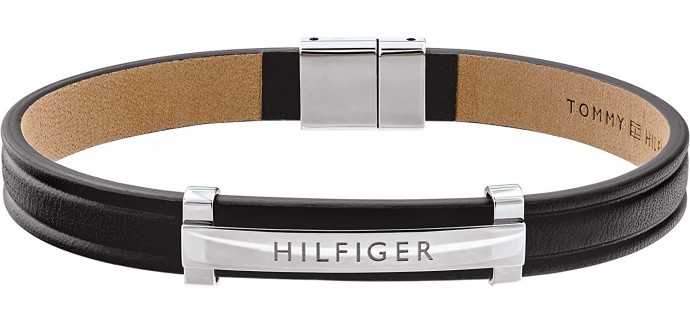 Amazon: Bracelet pour homme Tommy Hilfiger en cuir noir - 2790161 à 34,27€