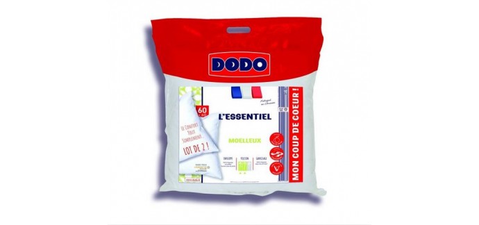 Auchan: Lot de 2 Oreillers Dodo confort Moelleux l'essentiel - 60x60cm à 9€