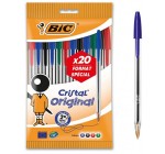 Amazon: Lot de 20 stylos-bille BIC Cristal Original - Couleurs Assorties à 2,60€