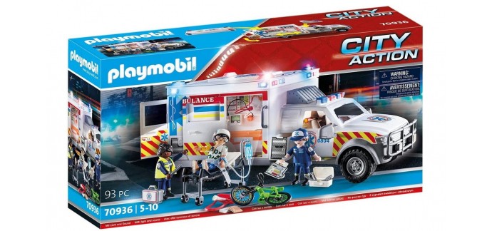 Amazon: Playmobil Ambulance avec secouristes et blessé - 70936 à 52,99€