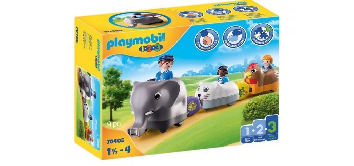 Amazon: Playmobil 1.2.3 Train des Animaux - 70405 à 15,96€