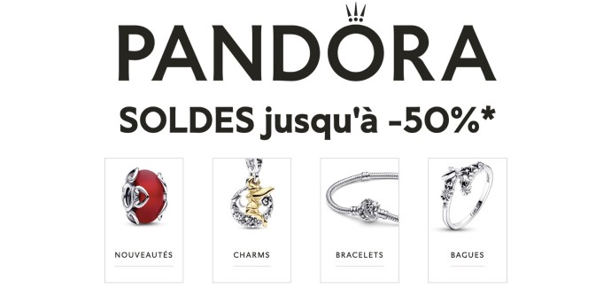 Pandora: Soldes Jusqu'à -50% sur une sélection de bijoux 