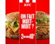 KFC: 2 menus (2 burgers, 2 moyens accompagnements et 2 boissons 40cl) pour 10€ 