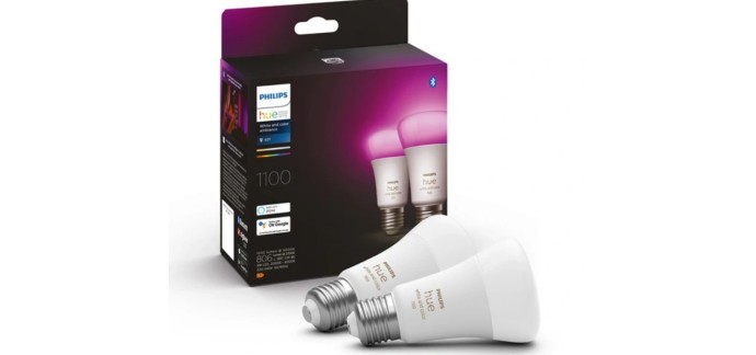 Darty: Pack de 2 ampoules connectées Philips Hue + Télécommande à 89,98€