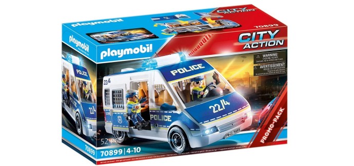 Amazon: Playmobil City Action Fourgon de Police avec Effets Lumineux et sonores- 70899 à 19,49€