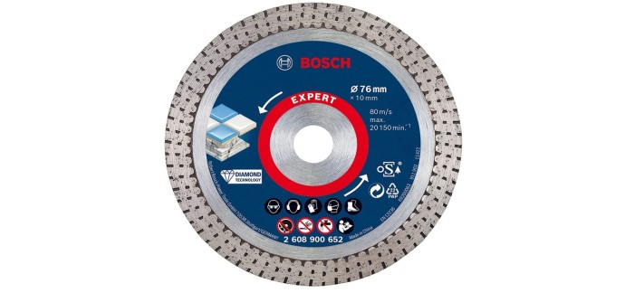 Amazon: Disque à tronçonner diamantés Bosch Accessories Expert HardCeramic - 76 mm à 15,62€