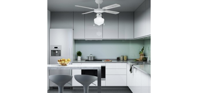 Leroy Merlin: Ventilateur de plafond Barbade INSPIRE, blanc canné, 60 W en solde à 17,16€