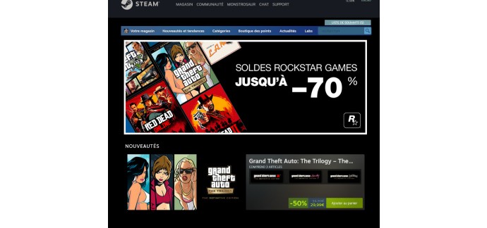 Steam: Soldes jeux Rockstar games : jusqu'à -70% sur de nombreux jeux