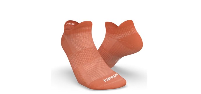 Decathlon: Lot de 2 chaussettes de running invisibles Kiprun Run500 - Corail à 1€