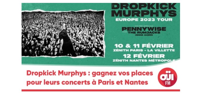 OÜI FM: Des invitations pour le concert de Dropkick Murphys à gagner