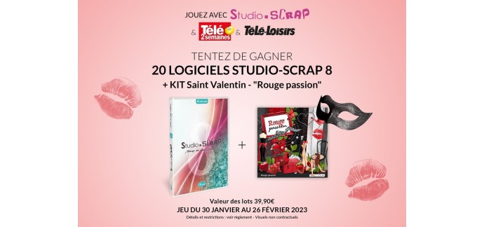 Télé Loisirs: 20 logiciels PC "Studio-scrap 8" + kit "Rouge Passion" à gagner