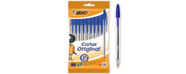 Amazon: Pochette de 10 stylos-bille BIC Cristal Original - Pointe moyenne (1,0mm), Bleu à 2,79€