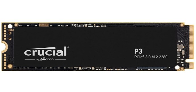 Amazon: SSD interne M.2 NVMe Crucial P3 CT500P3SSD8 - 500Go à 19,99€