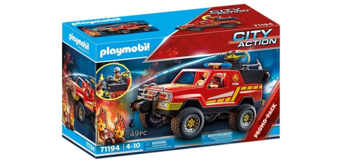 Amazon: Playmobil Pick-up et Pompier - 71194 à 18,90€