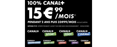 Canal +: Abonnement 100% CANAL+ à 15,99€/mois pendant 24 mois