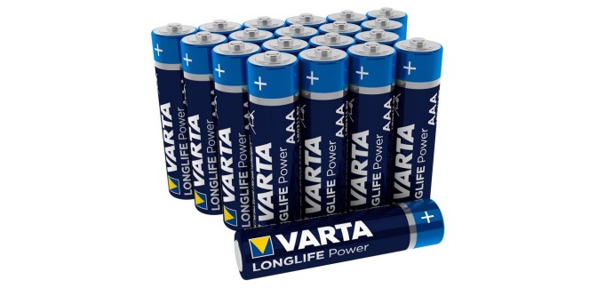 Amazon: Pack de 20 piles Varta Longlife Power AAA Alkaline LR03 à 9,90€