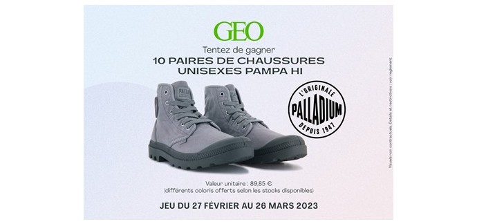 GEO: 10 paires de chaussures Palladium à gagner