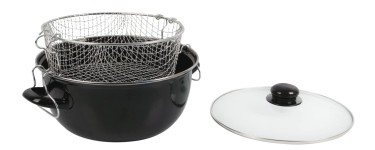 Amazon: Friteuse en acier émaillé Crealys - 26cm, panier et couvercle, tous feux dont induction à 28,67€