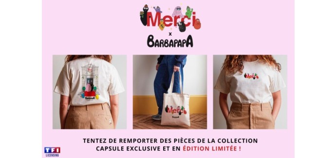 TF1: 5 lots comportant 1 t-shirt + 1 tote bag "Barbapapa x Merci" à gagner