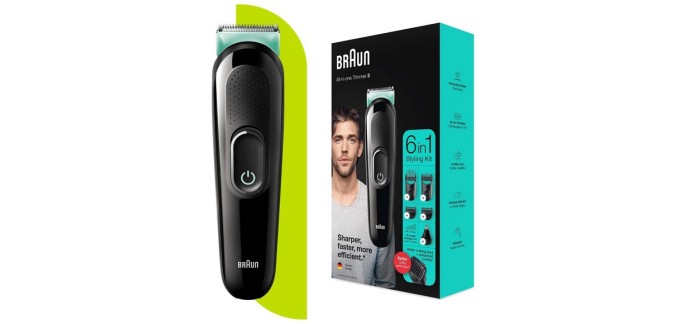 Amazon: Tondeuse Électrique à Barbe 6-en-1 Braun 3 MGK3321 pour Homme à 26,99€