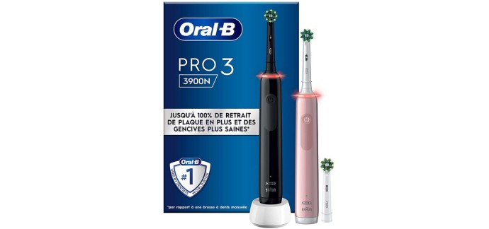 Amazon: Lot de 2 brosses à dents électriques Oral-B Pro 3 3900N à 59,99€