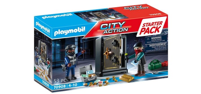 Amazon: Playmobil Starter City Action Pack Policier cambrioleur de Coffre-Fort - 70908 à 9,59€