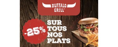 Groupon: Payez 1€ le bon offrant -25% sur tous les plats chez Buffalo Grill