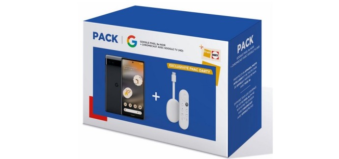 Fnac: Pack Smartphone Google Pixel 6A 6.1" 5G Double SIM 128Go+ Chromecast Google TV HD à 339€