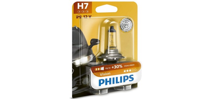Amazon: Lot de 2 ampoules de phare avant Philips lightning Vision H7 à 9€