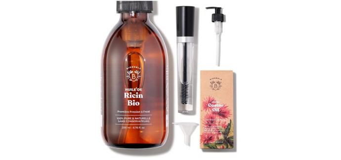 Amazon: Huile de ricin bio Bionoble (200ml) + Pompe + Kit Mascara à 16,74€
