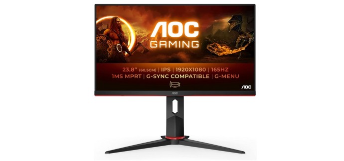 Amazon: Ecran PC 24" AOC Gaming 24G2SP - FHD, 165 Hz, 1 ms, FreeSync Premium à 165,66€