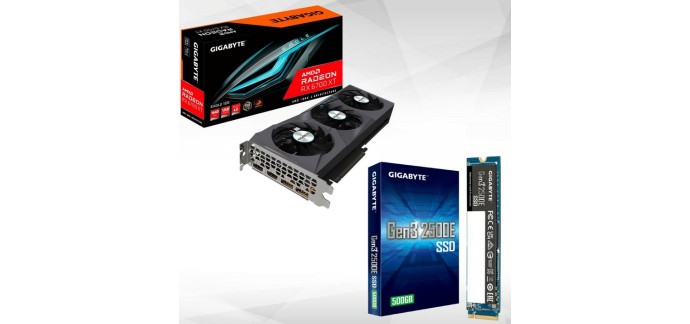 Rue du Commerce: Carte graphique Gigabyte Radeon RX 6700 XT XT Eagle- 12 Go + SSD 1To offert à 429,90€