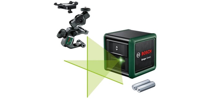 Amazon: Laser lignes Quigo Green Bosch avec pince universelle MM 2 à 63,86€