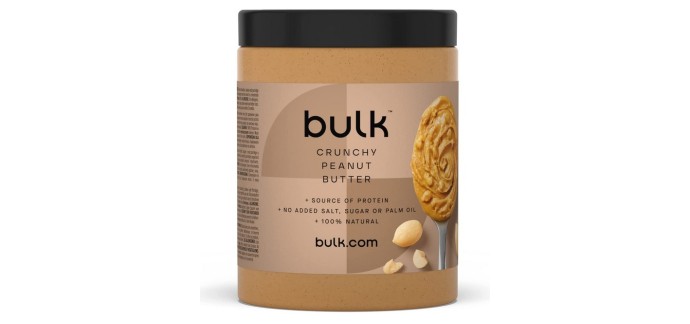 Amazon: Beurre de Cacahuète Bulk - Croquant, 1 kg à 7,99€