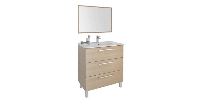 Castorama: Ensemble sous-vasque l.80 cm + plan vasque + miroir Ondise à 189€