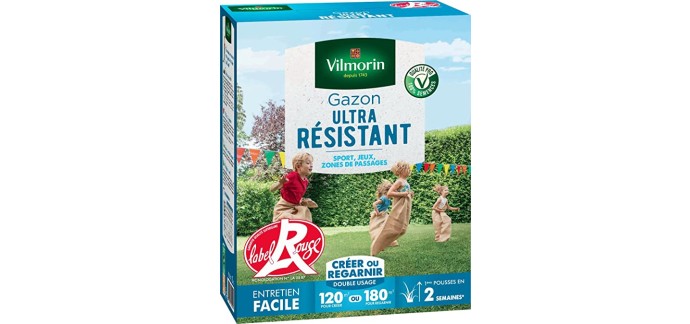 Amazon: Gazon Ultra Résistant Vilmorin 4462415 - Vert, 3 kg à 26,99€