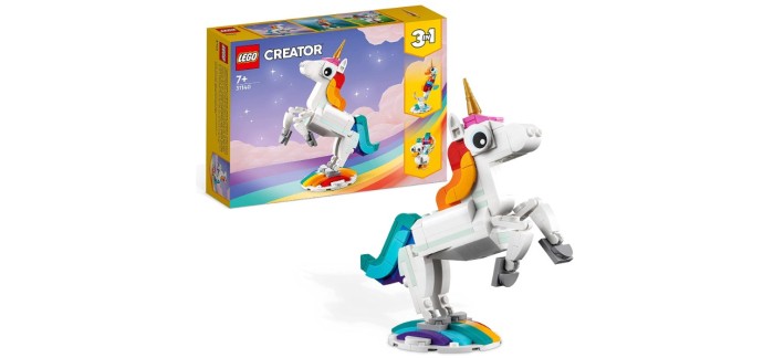 Amazon: LEGO Creator 3-en-1 La Licorne Magique - 31140 à 7,59€