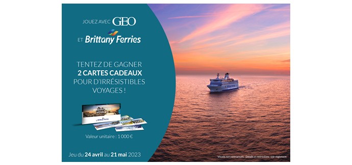 GEO: 2 cartes cadeaux Brittany Ferries à gagner