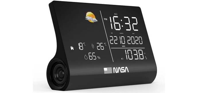 Amazon: Station météo / Enceinte Bluetooth Nasa WSP1300 à 41,99€