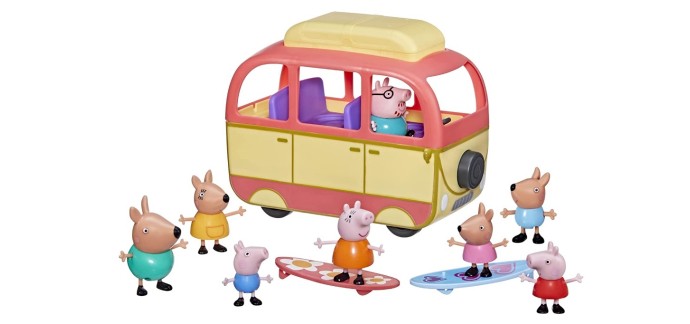 Amazon: Jouet Peppa Pig Peppa Visite l'Australie - Camping Car avec 8 Figurines, 4 Accessoires à 22,99€