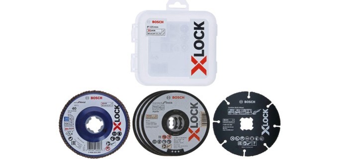 Amazon:  Kit 5 pièces Bosch Accessories avec disques à tronçonner et disques abrasifs X-LOCK à 18,04€