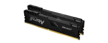 Cdiscount: Kit mémoire Kingston Fury Beast 32Go (2x16Go) - DDR4, 3200MHz, CL16 à 66,61€